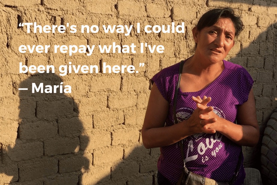 Maria says, "There's no way I could ever repay what i've been given here."