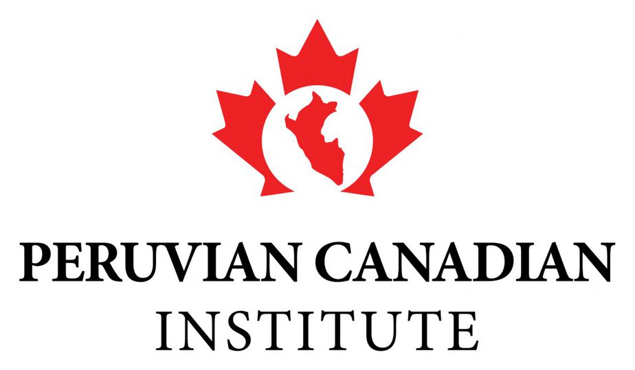 A red map of Peru against a maple leaf, the logo of the Peruvian Canadian Institute