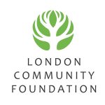 A white tree against a green circular background with the heading London Community Foundation